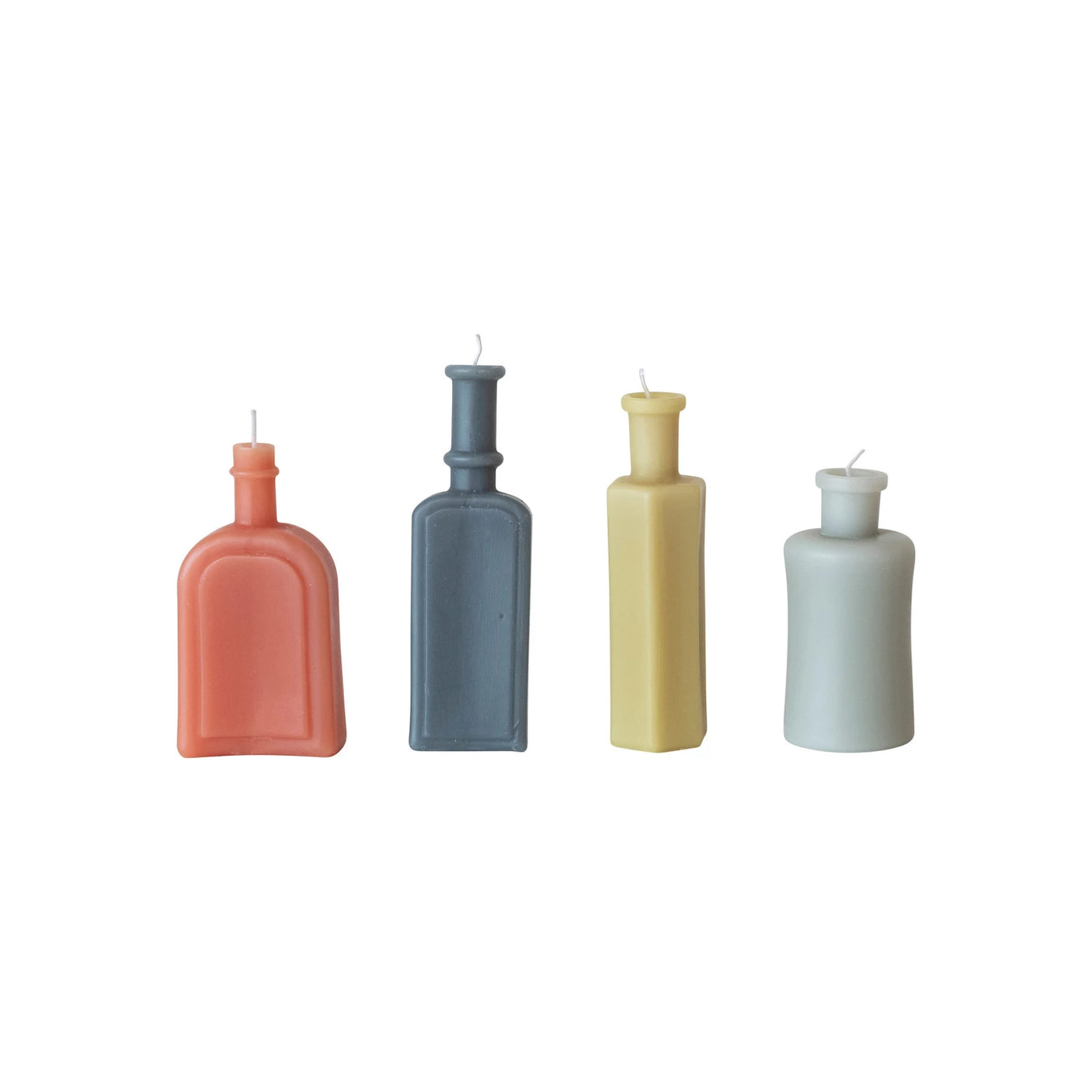 Vintage Apothecary Bottle Unique Shaped Unscented Taper Candles Set