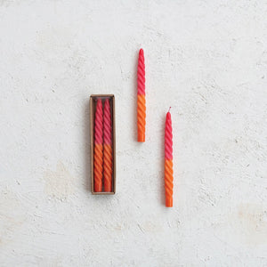 Unscented Twisted Taper Candles Set of 2 - Hot Pink Orange Ombre