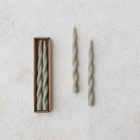 Unscented Twisted Taper Candles Boxed Set of 2