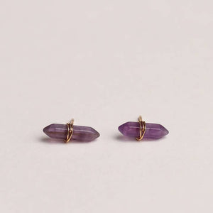 Mineral Point Crystal Stud Earrings - Amethyst