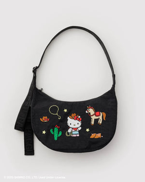 Medium Nylon Crescent Bag - Embroidered Hello Kitty Western - Hello World Modern Mercantile