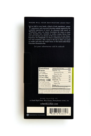 Handcrafted Artisan Destination Chocolate Bar - PHL Dark Pennsylvania Dutch Pretzel Back of Packaging