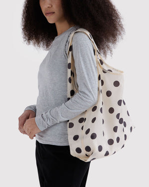 Standard Baggu Reusable Shopping Bag - Black and Cream Polka Dot
