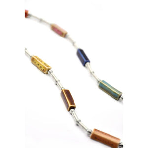 Porcelain Beaded Piano Wire Multicolor Necklace - 40"