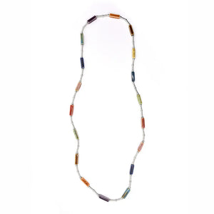 Porcelain Beaded Piano Wire Multicolor Necklace - 40"