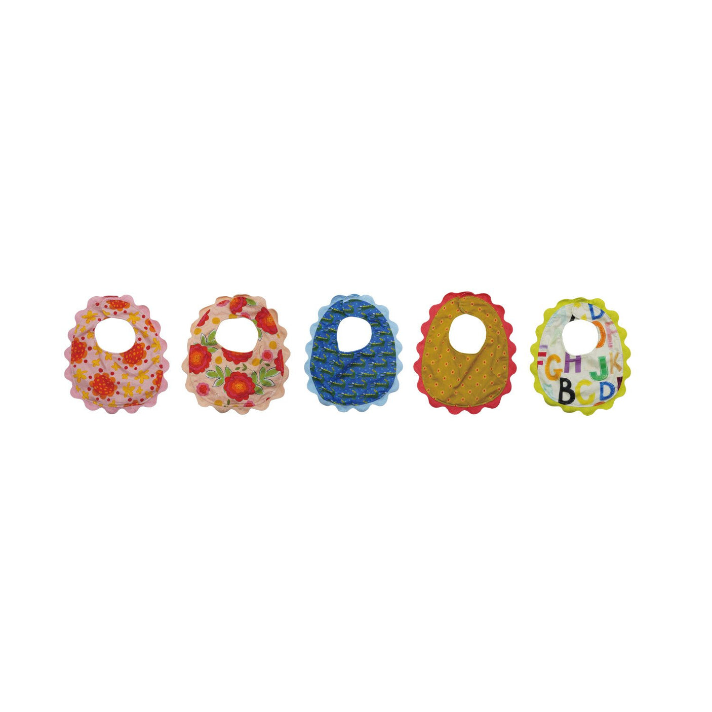 Cotton Terry Cloth Colorful Scalloped Trim Baby Bib