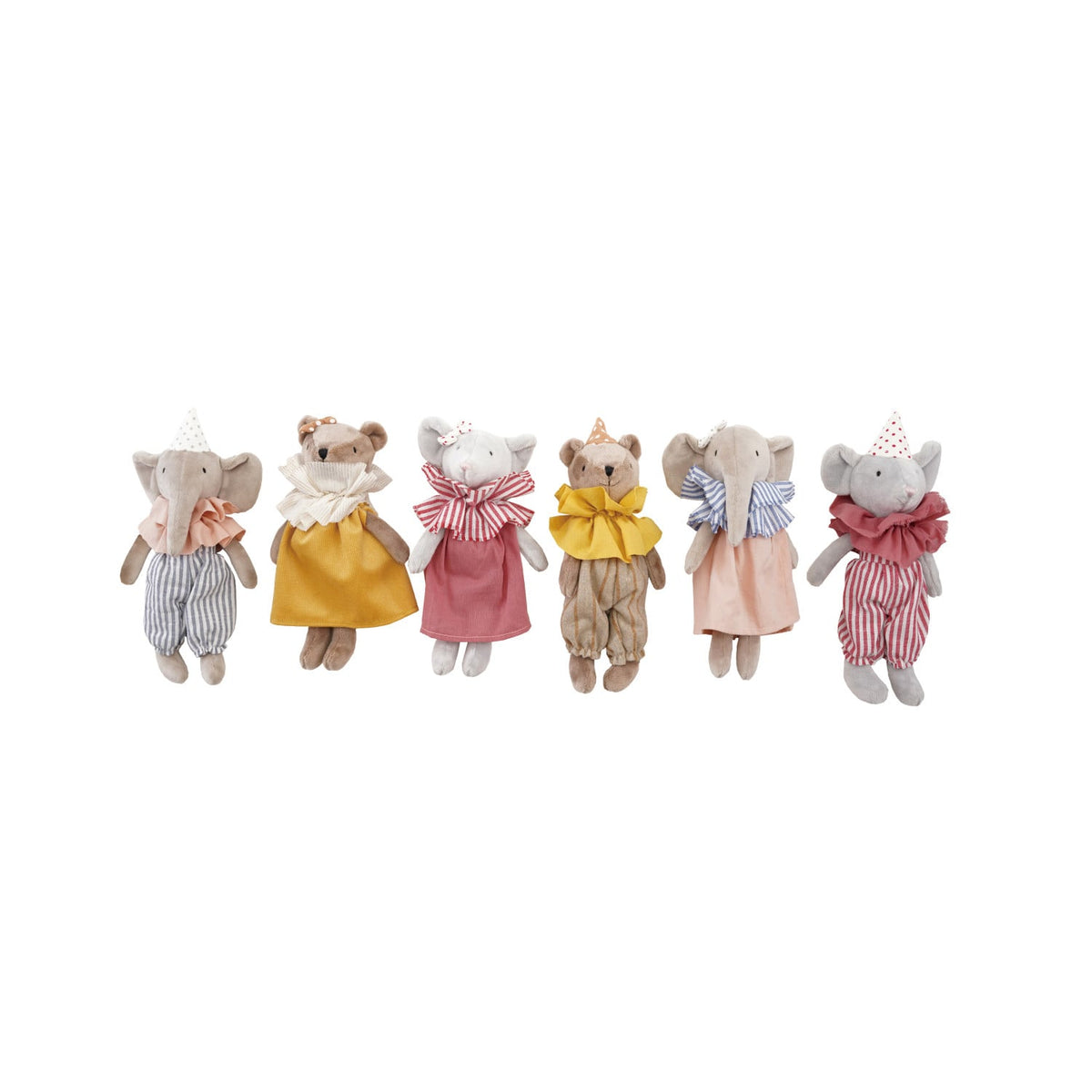 Plush Animal in Ruffle Collar & Clothes