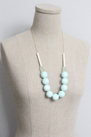 Celadon Ceramic Beaded Chunky Statement Necklace