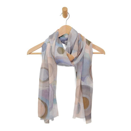 Overlapping Circle Collage Modern Print Lightweight Scarf - Neutrals/Pastels