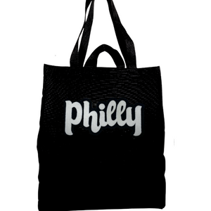 Philly Script Embroidered Black Tote Bag