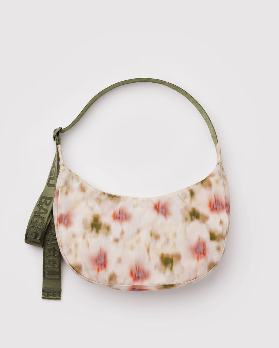 Medium Nylon Crescent Bag - Abstract Floral - Hello World Modern Mercantile