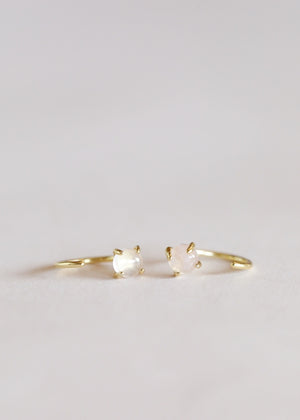 18K Gold Vermeil Dainty Huggie Hoop Earrings - Rose Quartz