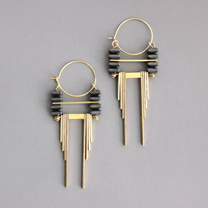 Art Deco Hematite Hoop Earrings