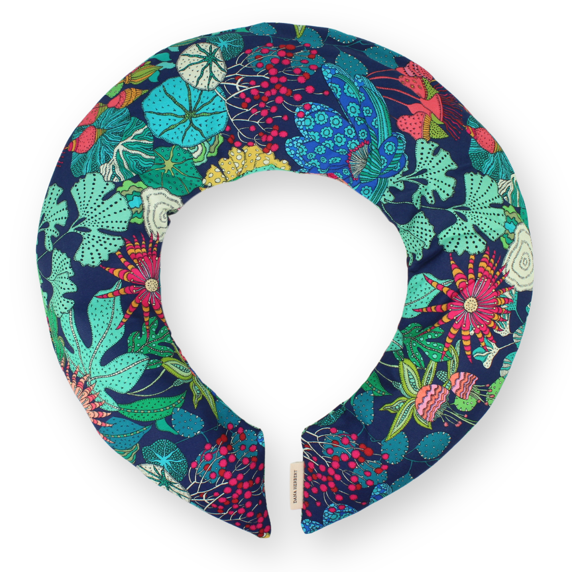 Aromatherapy Heat & Cold Neck Wrap - Gold/Aqua Garden on Navy