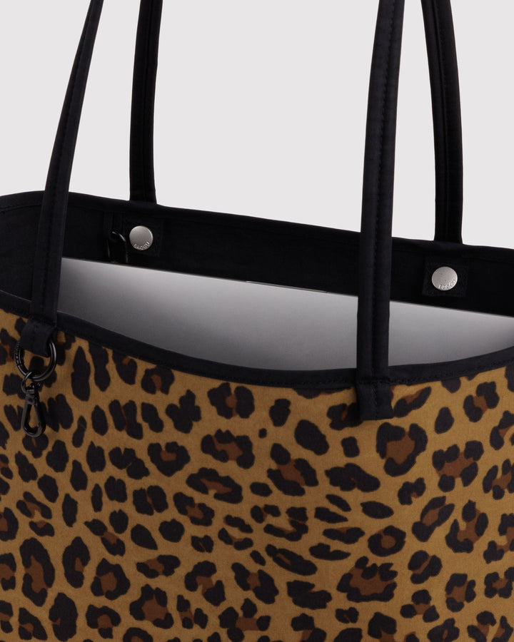 Medium Nylon Reversible Tote Bag - Black Leopard Mix