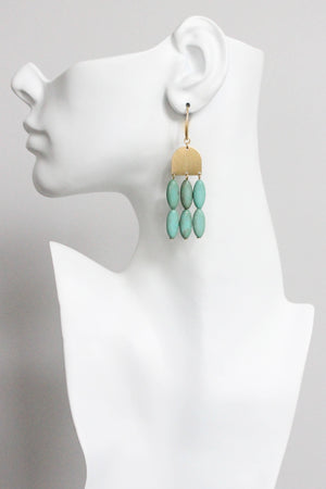 Turquoise & Brass Shield Dangle Earrings