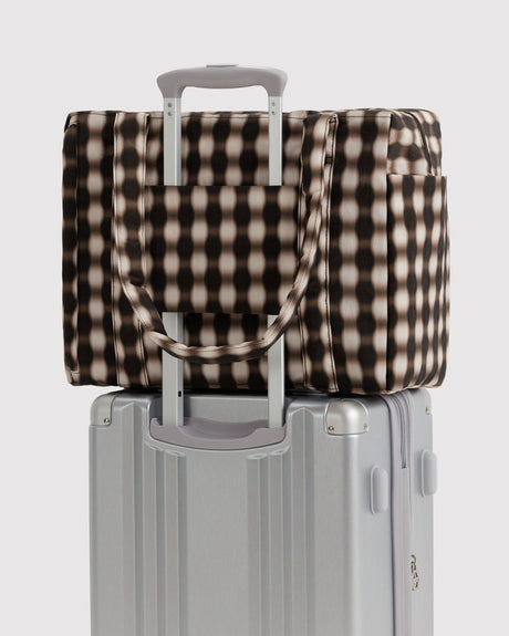 Small Cloud Carry-On Tote - Blurred Gingham Brown
