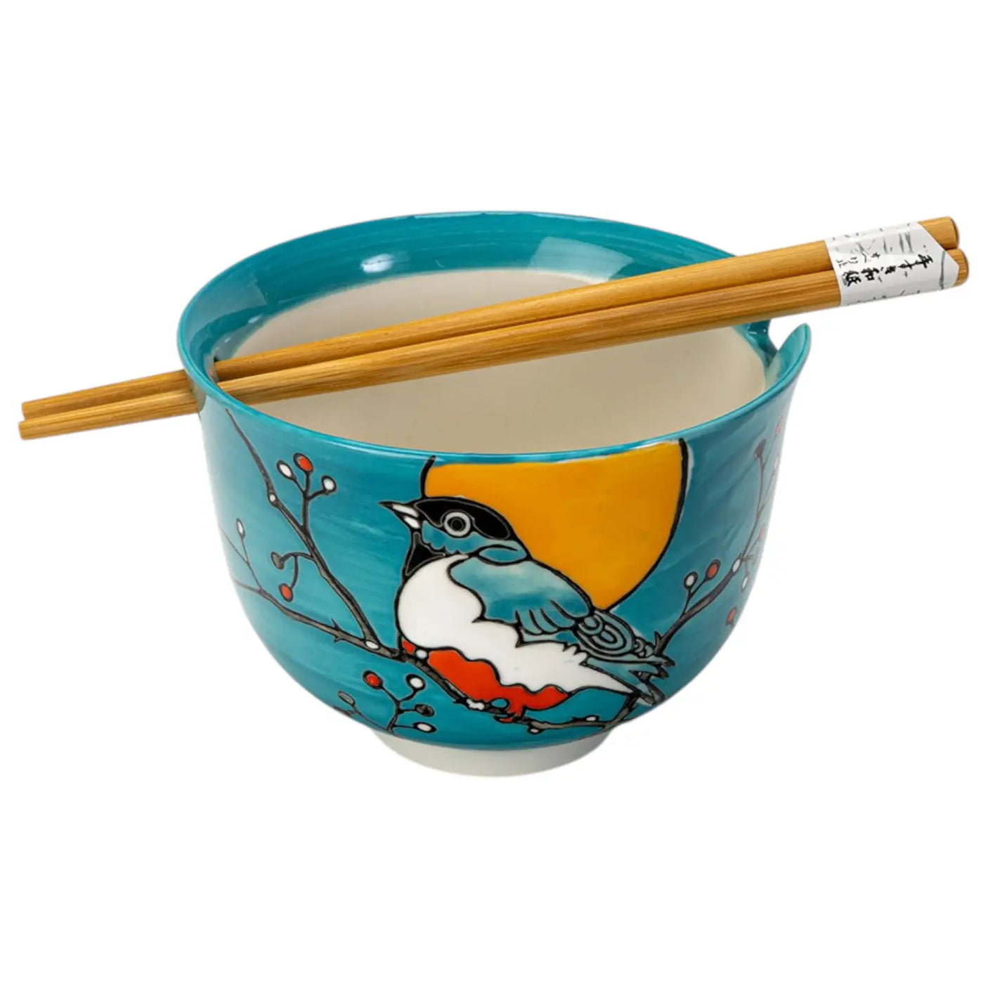 Japanese Noodle Bowl with Chopsticks Set - Robin Blue