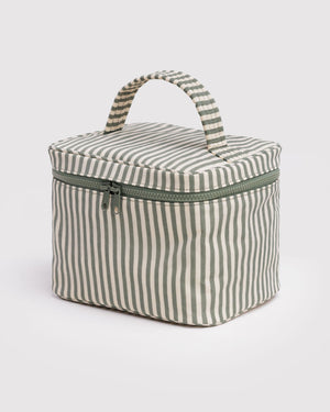 Large Cosmetic Case - Sage Stripe