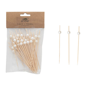 Bamboo & Pearl Cocktail/Appetizer Picks - 50 Pack
