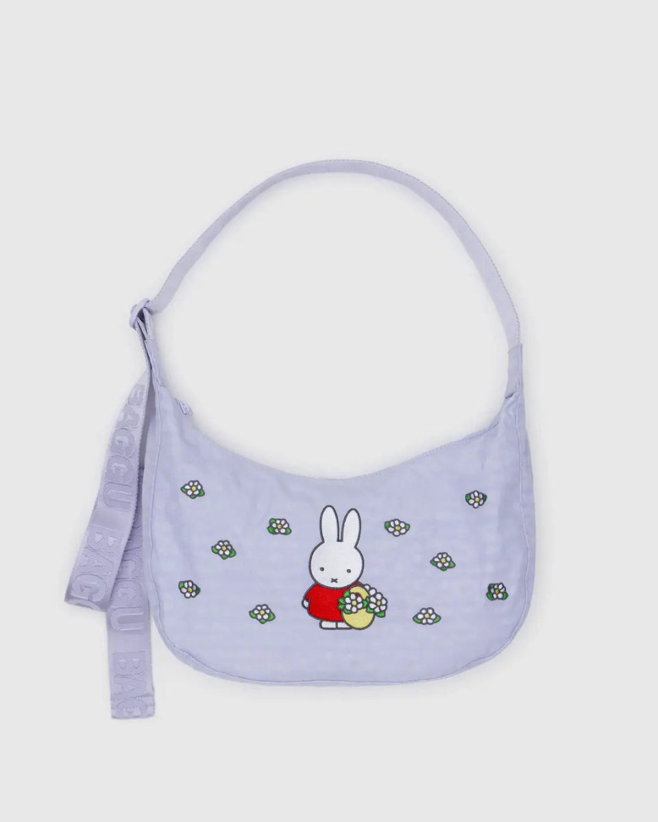 Medium Nylon Crescent Bag - Embroidered Miffy - Hello World Modern Mercantile