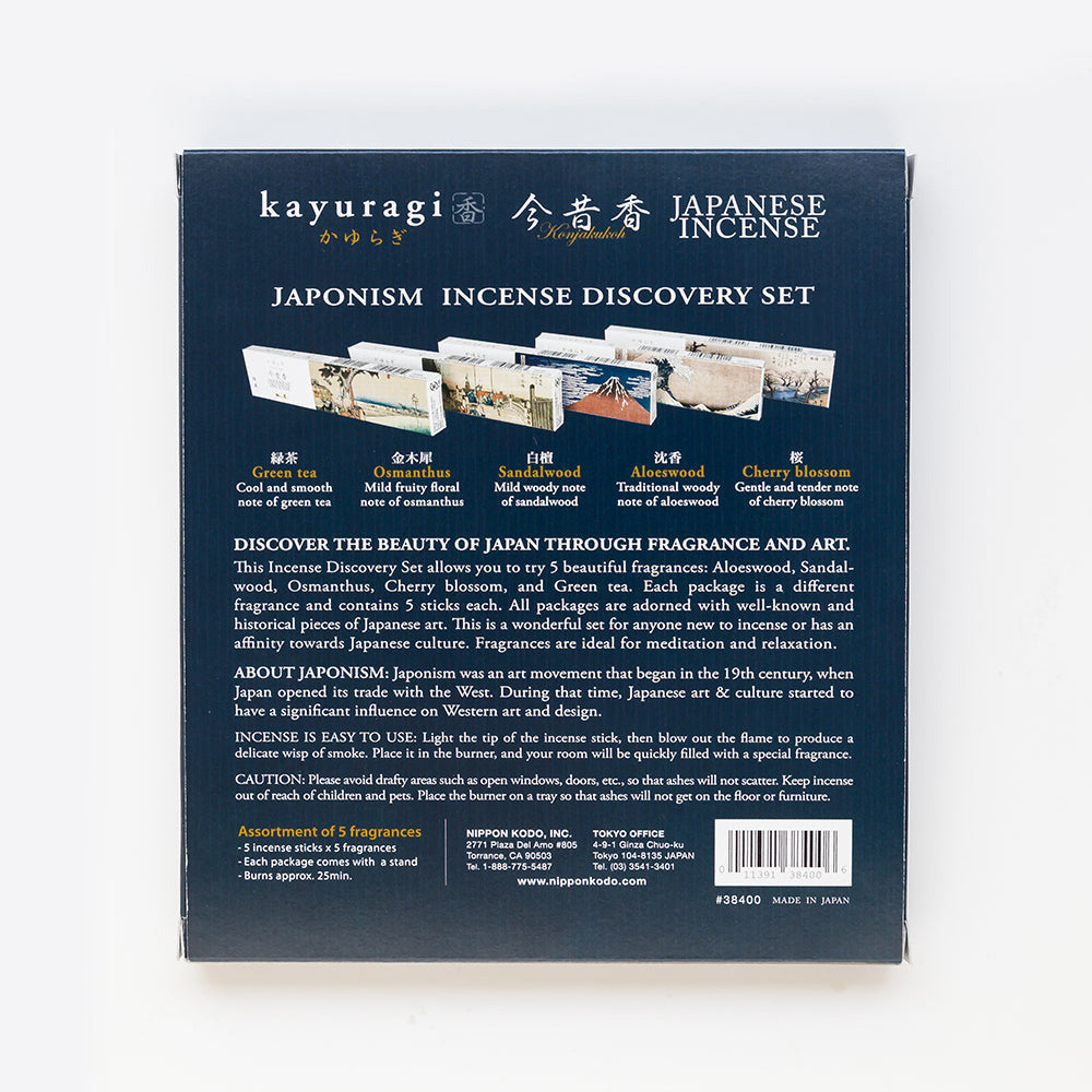 Japanese Incense Discovery Japonism Art Gift Set Back of Box