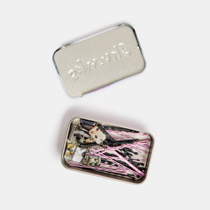 Chunks Kitty Bobby Pins Set of 8 shown in open tin on white background