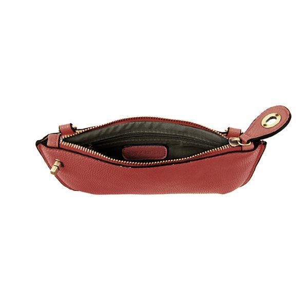 Vegan Leather Mini Crossbody Clutch - Apple Red