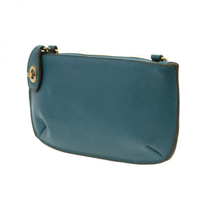 Vegan Leather Mini Crossbody Clutch - Peacock Blue