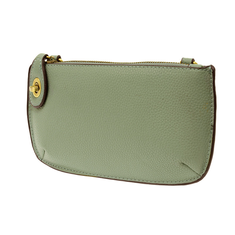 Vegan Leather Mini Crossbody Clutch - Sage