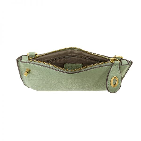 Vegan Leather Mini Crossbody Clutch - Sage