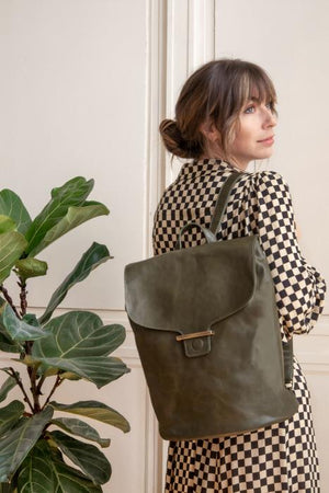 Vegan Leather Rhetta Backpack - Olive