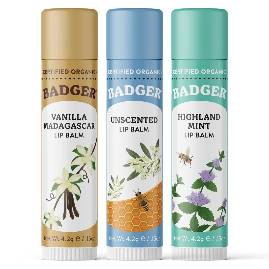 Holiday Natural Lip Balm Set of 3 - Blue Box