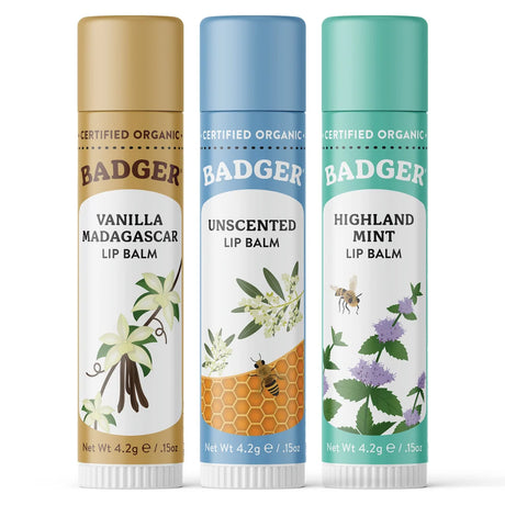 Holiday Natural Lip Balm Set of 3 - Blue Box