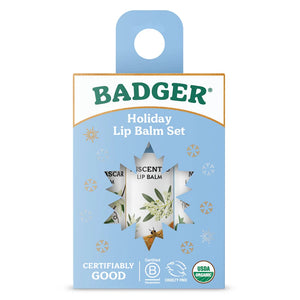 Holiday Natural Lip Balm Set of 3 - Blue Box