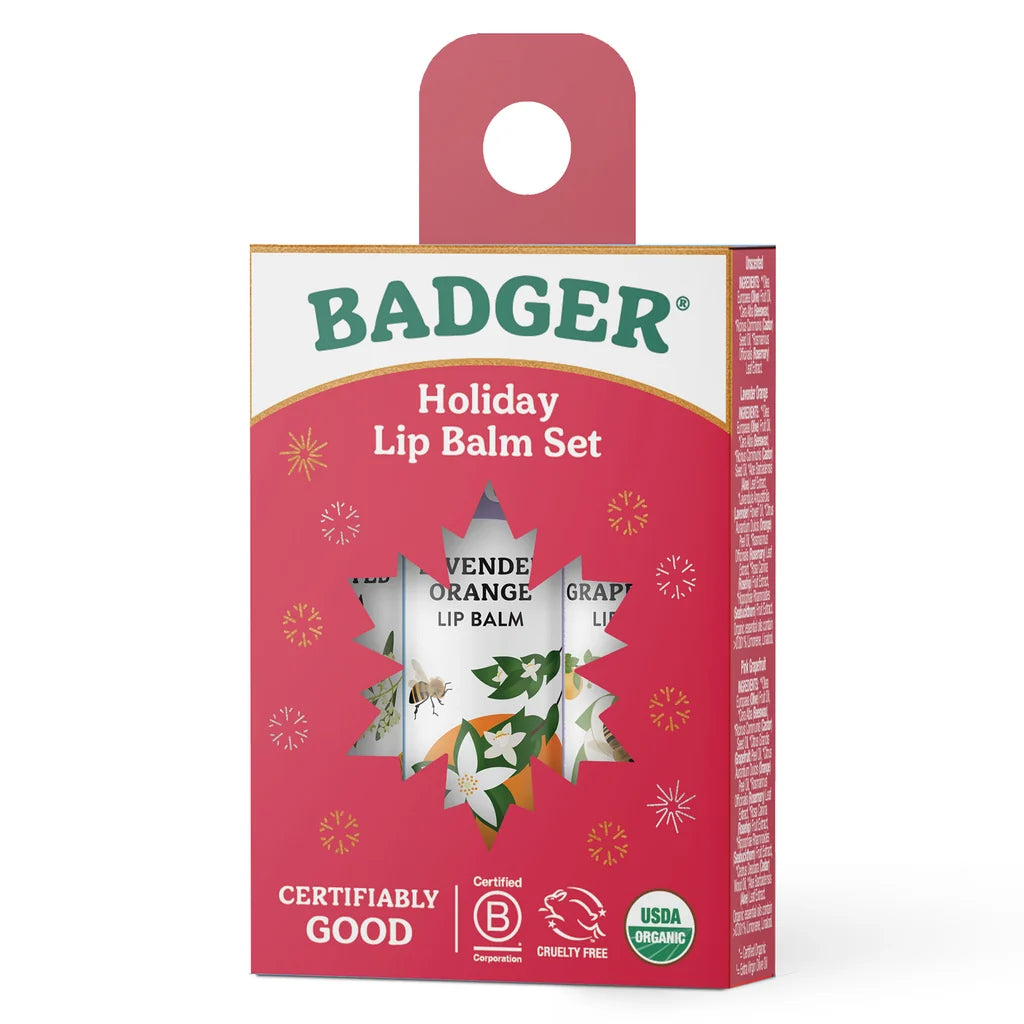 Holiday Natural Lip Balm Set of 3 - Red Box