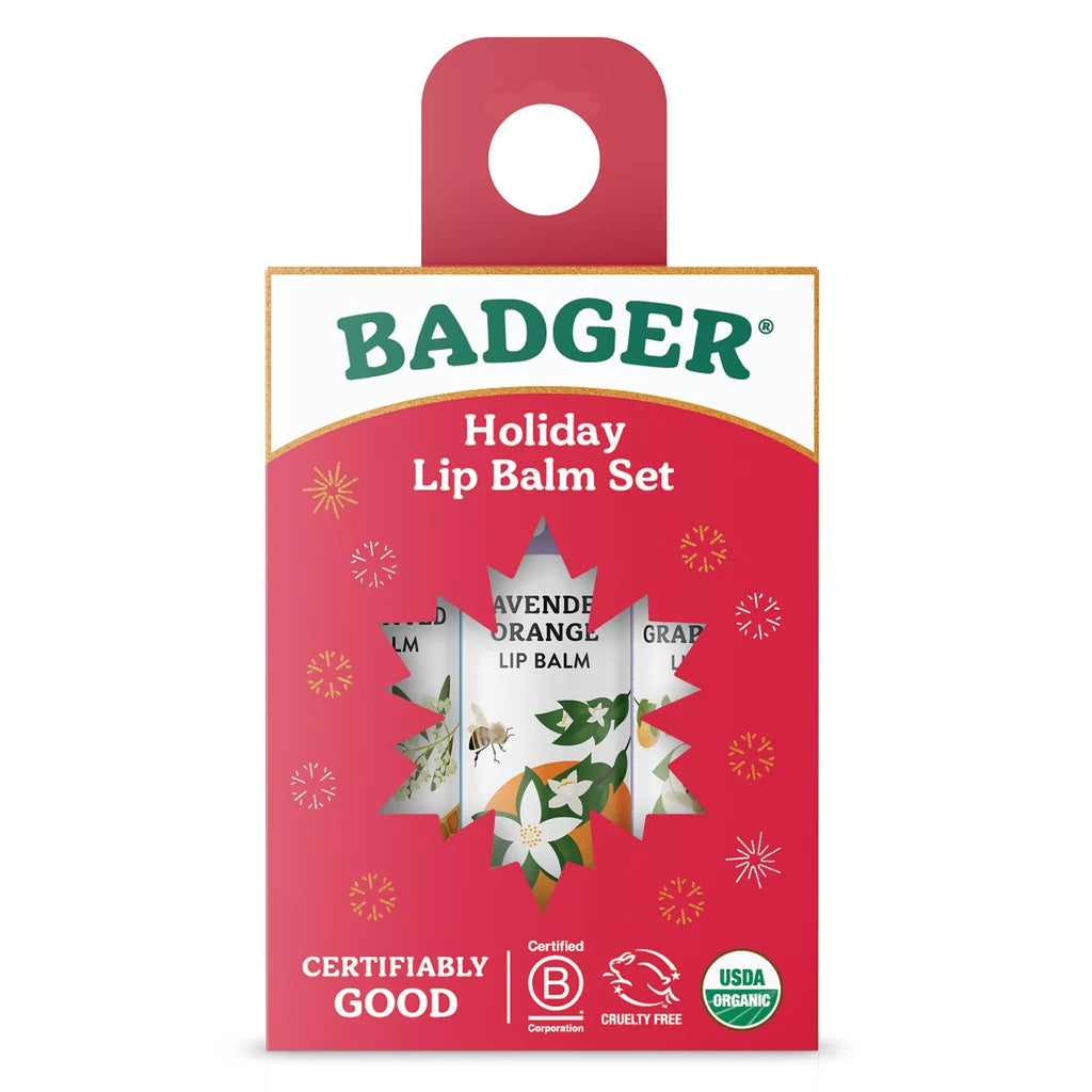 Holiday Natural Lip Balm Set of 3 - Red Box