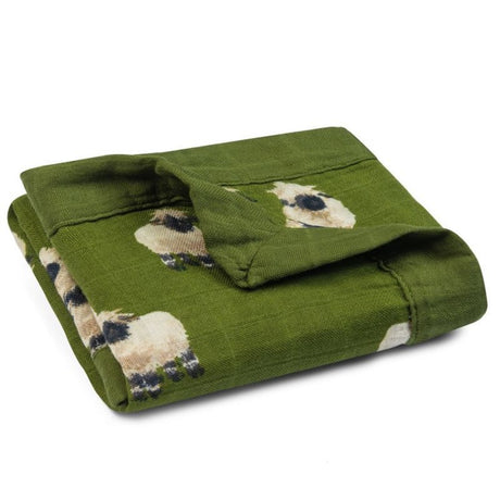 Mini Lovey Two-Layer Muslin Security Blanket - Valais Sheep Folded