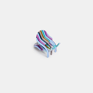 Mini Hair Claw Clip in Frances Multicolor Stripe on a white background