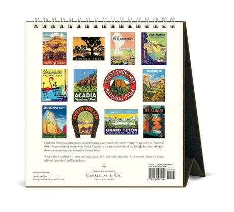 Cavallini Vintage 2024 Desk Calendar National Parks Back