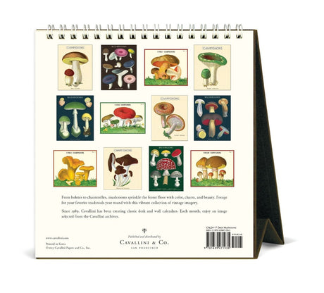 Cavallini Vintage 2024 Desk Calendar Mushrooms Back