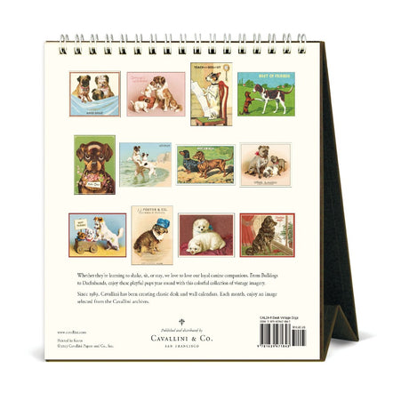 Cavallini Vintage 2024 Desk Calendar Dogs Back