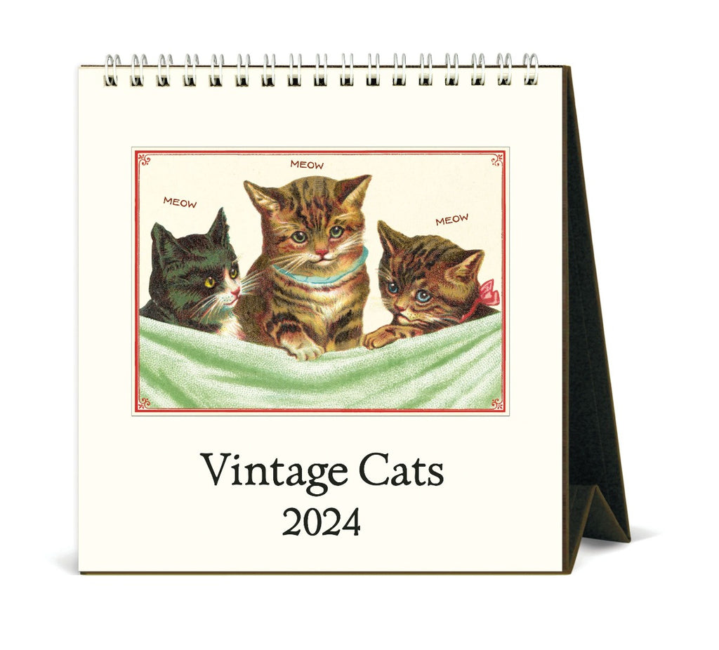 Cavallini Paper Vintage 2024 Desk Calendar Cats Front