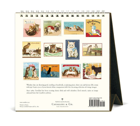 Cavallini Vintage 2024 Desk Calendar Cats Back