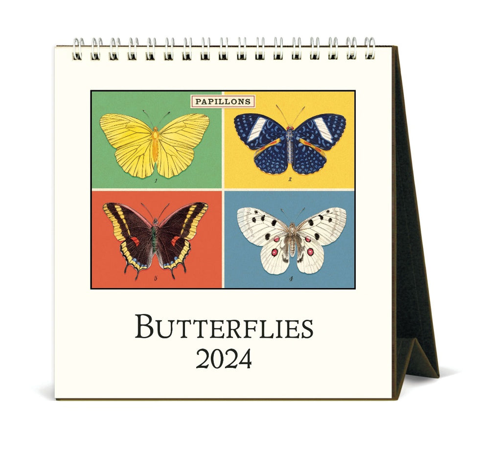 Cavallini Paper Vintage 2024 Desk Calendar Butterflies Front