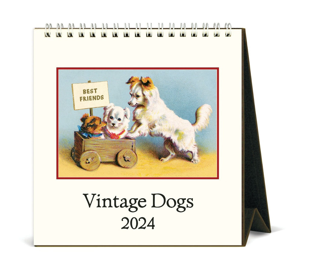 Cavallini Paper Vintage 2024 Desk Calendar Dogs Front