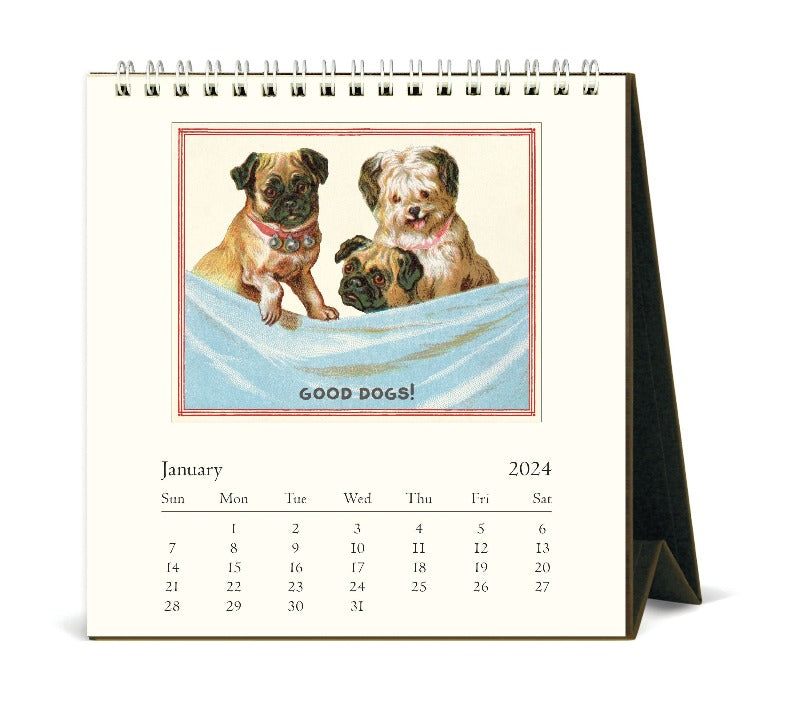 Vintage 2024 Desk Calendar Dogs Interior