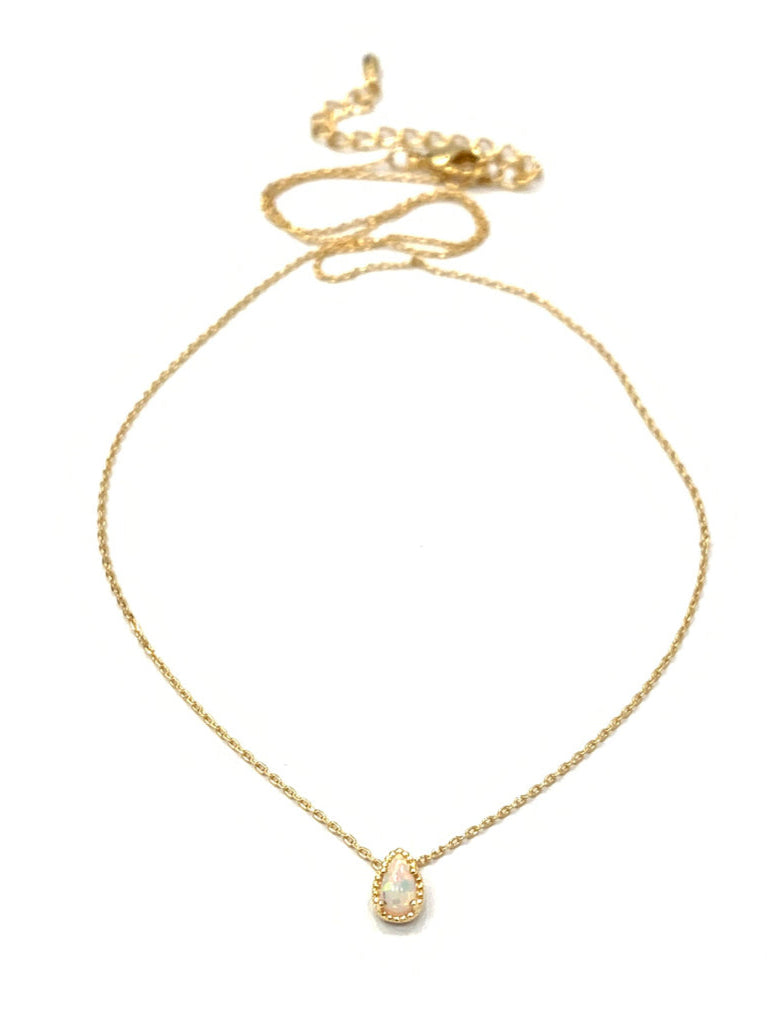 Opal Teardrop Mini Pendant Necklace