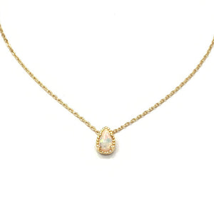Opal Teardrop Mini Pendant Necklace
