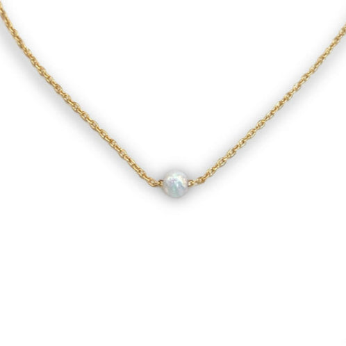 Opal Round Tiny Bead Minimalist Necklace